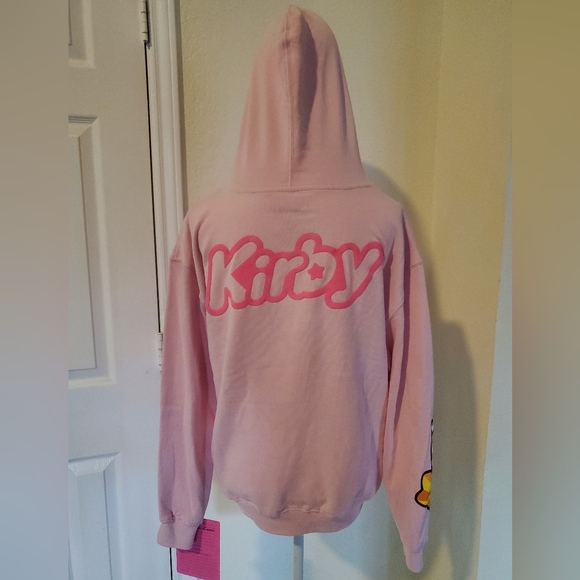 Pink Kirby Dream Land Character Hoodie with Star Wand Sleeve Detail - Picture 2 of 8